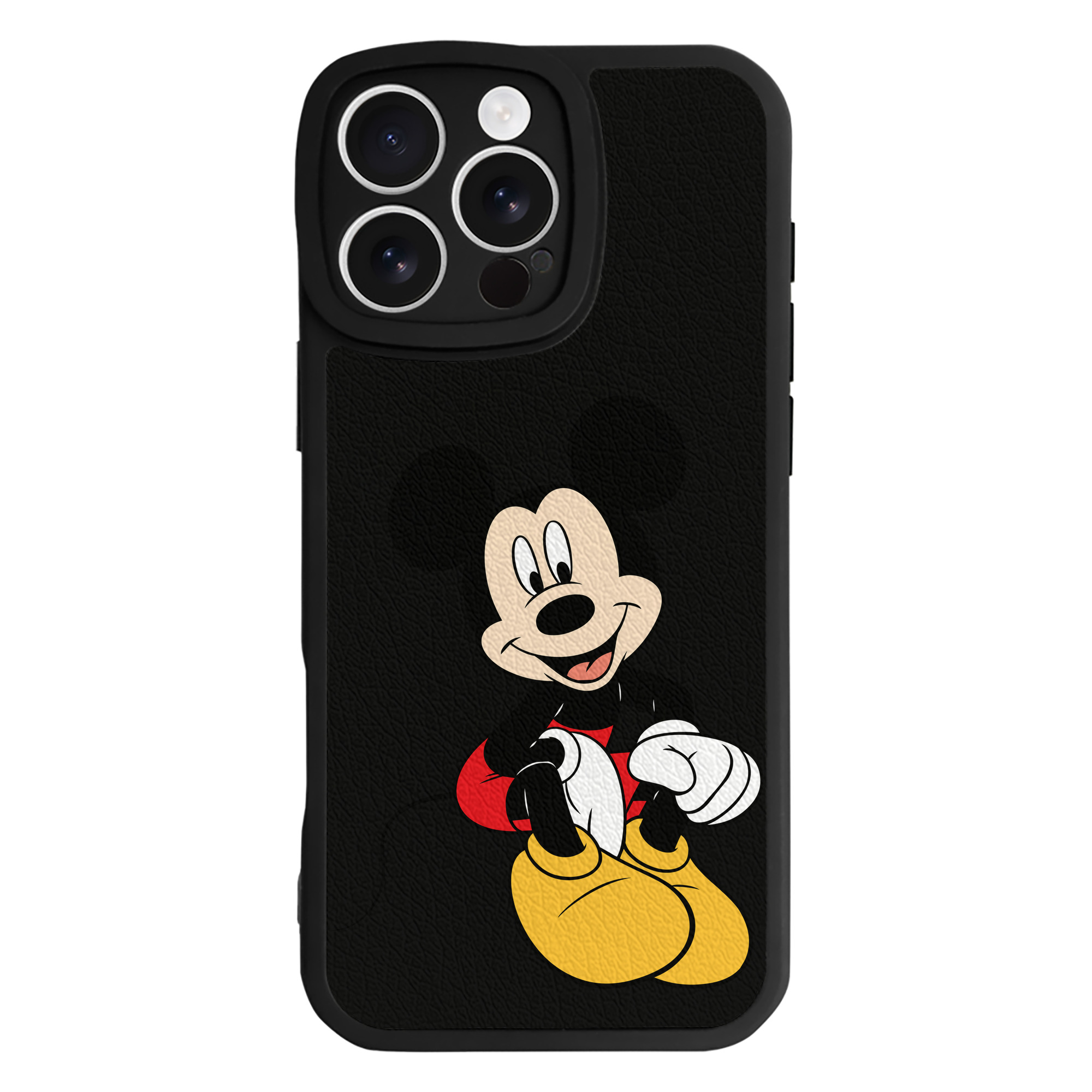 （画像用） ミッキーマウス Mickey Mouse 【iPhone 16シリーズ対応】シリコンスマホケース（レザー調） 材質：シリコン